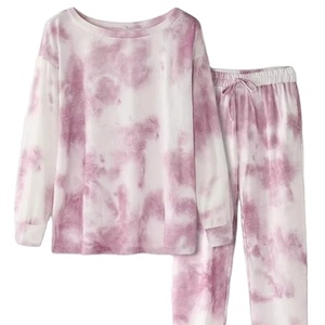 Pijama de algodón con estampado para mujer, ropa de dormir de punto teñida con lazo para mujer, pijama informal personalizado con servicio OEM para verano - Product Image 1