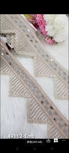 Mirror Embroidered Voile <b>Lace</b> with Mirrors for Sarees Lehengas Dresses Shoes-Eco-Friendly Vintage Handmade Craft Supplies - Product Image 3