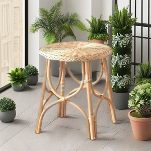 Eco-Friendly Modern Antique Style Bamboo Rattan Side <b>Stool</b> Natural Bone Inlay Console Hot Sale Apartment Use-for Balcony Bedside - Product Image 1