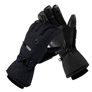 Gants de ski et de snowboard pour hommes en cuir, imperméables, coupe-vent, à doigts entiers, compatibles avec les écrans tactiles, isolés, avec sangles de poignet réglables - Product Image 1