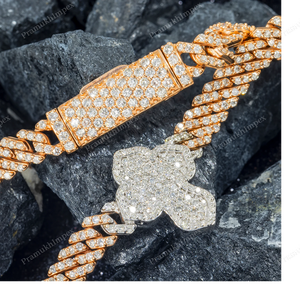 Chaîne cubaine en argent 925 plaqué or 7 mm 20 pouces, vente en gros, moissanite VVS, collier pour homme hip-hop trois tons glacé - Product Image 3