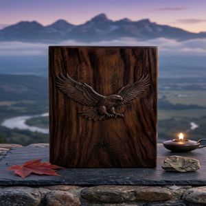 Wooden Cremation Urn Adult <b>Ashes</b> Memorial Urn carved Eagle Decorative Burial <b>Keepsake</b> <b>for</b> Columbarium - Product Image 5