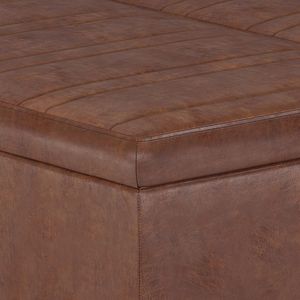 โต๊ะกาแฟสีน้ำตาลแบบมีที่เก็บของ Ellis Distressed Saddle Brown พร้อมเก้าอี้ออตโตมัน - Product Image 2