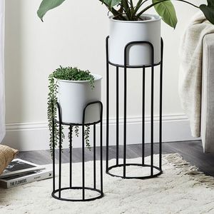 Support de pot de fleurs en métal galvanisé Kraft World Gold, écologique, durable, pour intérieur et extérieur, support de pot de fleurs cylindrique haut en fil métallique - Product Image 2