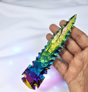 Pointe de flèche en titane Aura de 4 pouces, agate de quartz de super qualité, cœur sculpté, pierre précieuse d'art Reiki, nouveau look, cristal naturel fantaisie - Product Image 6