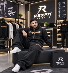 Ensemble survêtement streetwear oversize noir 450 GSM épais avec sweat à capuche zippé et pantalon de jogging, personnalisable par sérigraphie, OEM, marque privée - Product Image 2