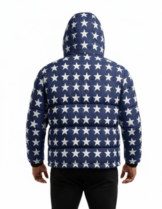 เสื้อแจ็คเก็ตผู้ชายสีน้ำเงินแบบมีฮู้ด บุใยสังเคราะห์ กันหนาว เป็นมิตรกับสิ่งแวดล้อม ระบายอากาศได้ดี กันน้ำ ซับในด้วยผ้าฝ้าย ปิดด้วยซิปด้านหน้า สไตล์สตรีทแวร์ - Product Image 6