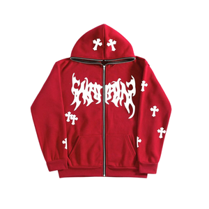 Sweat à capuche zippé intégral, coupe structurée, fermeture éclair de haute qualité, esthétique streetwear audacieuse pour un usage quotidien. - Product Image 1