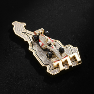 Colgante de Plata con Baño de Rodio y Diamante Cultivado en Laboratorio con Forma de Mapa de Fórmula 1, Personalizado, Regalo para Fanáticos de Carreras, Collar para Fiesta - Product Image 1