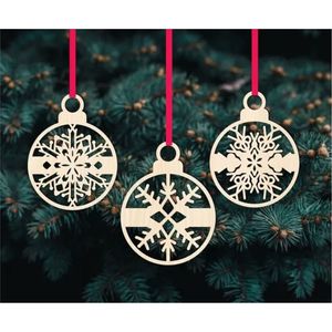 Ornements de Noël en bois découpés au laser sur mesure, flocons de neige, décorations de Noël en bois, artisanat, décorations de fête, décoration de Noël DIY - Product Image 1
