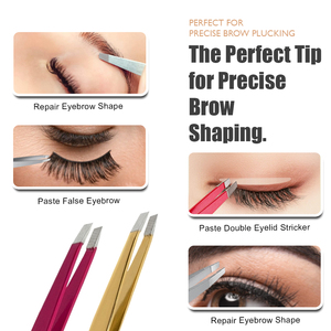 Eyebrow Tweezer Slanted Tip High Quality Brow Tweezer Wholesale Precision Hair Removal <b>Tool</b> Private Logo OEM Supply - Product Image 3