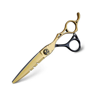 2026 <b>Best</b> Quality German Stainless Steel <b>Hairdressing</b> Razor Kit Gold Black Color Barber Hair Cutting <b>Scissors</b> - Product Image 2