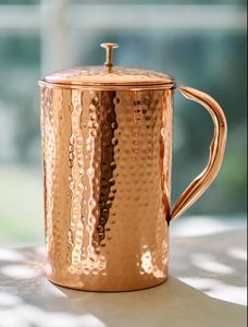 Copper jug set for mindful hospitality experience <b>water</b> serving metal set with <b>glasses</b> durable reusable kitchen dining drinkware - Product Image 6