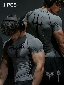 Wholesale Dark Core <b>Aesthetic</b> Compression T Shirt Cyber Tribal Muscle Fit Gym <b>Top</b> - Product Image 1
