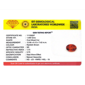 Exquisite 7.45 Carat Oval Cut Natural Hessonite Gomed Loose Gemstone for Fine Jewelry - Product Image 4