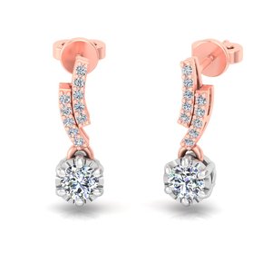 Pendientes Minimalistas de Oro Sólido de 10k, 14k, 18k con Diamantes Cultivados en Laboratorio de Corte Redondo para Regalo, Fiesta y Aniversario - Product Image 3