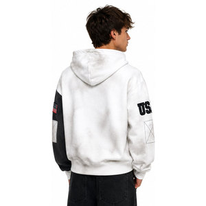 Sweat-shirt à capuche surdimensionné à fermeture éclair, blanc et noir, imprimé lettres, streetwear, tricoté, pour homme, mode automne - Product Image 5