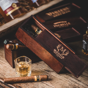 Eco-Friendly Wooden Wine Bottle <b>Box</b> Personalized Whiskey <b>Storage</b> Case with Secure Sliding Lid and Carrying Handle - Product Image 5