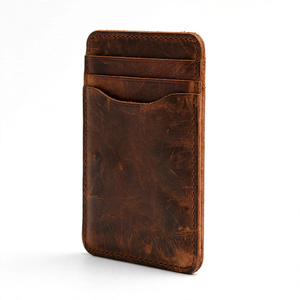 Tarjetero Minimalista de Cuero Genuino, Delgado, con Múltiples Ranuras, Color Marrón, para Tarjetas de Crédito, Uso Diario, de BD, Superventas - Product Image 3