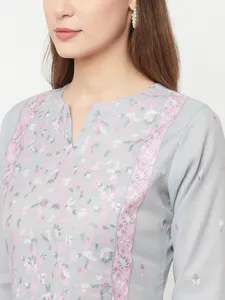 Safaa brand Light Gray Cotton Salwar Kameez with Dupatta Women's Traditional Casual Wear cotton dress material - Product Image 3