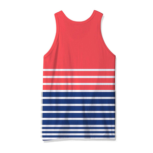 Custom Striped Tank <b>Top</b> O-Neck Casual Breathable Polyester Sleeveless Vest <b>Red</b> <b>Blue</b> <b>White</b> Stripe Design Tank <b>Tops</b> - Product Image 6