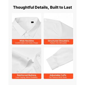 Camicia da Uomo Slim Fit a Maniche Lunghe con Bottoni, Tessuto Morbido Elasticizzato Antipiega, Stile Business Casual - Product Image 5