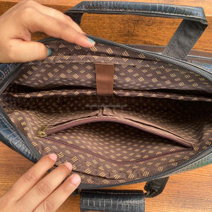 New Customizable Portable Genuine <b>Leather</b> Alligator Pattern <b>Briefcase</b> Laptop Bag Business Shoulder Messenger Office Laptop Bags - Product Image 6