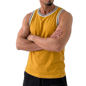 Wholesale Men's Custom Athletic Stylish Tank Top Striped Ringer Trim Casual Streetwear Sleeveless Tee Gym <b>Vest</b> Shirt Tank Top - Product Image 3