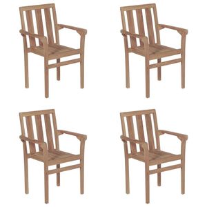 Set di 4 Sedie da Patio in Legno Teak Caldo, Design Impilabile Standard - Product Image 3