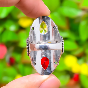 Natural Red Garnet <b>Ring</b> 925 Sterling Silver Designer Jewelry Handmade Elegant <b>Statement</b> <b>Ring</b> for Her Gift - Product Image 3