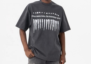 <b>Men's</b> Black O-Neck Short Sleeve T-<b>Shirt</b> Front Letter Print <b>Skulls</b> Anti-Wrinkle Regular Fit Street Style 100% Cotton Jersey - Product Image 3