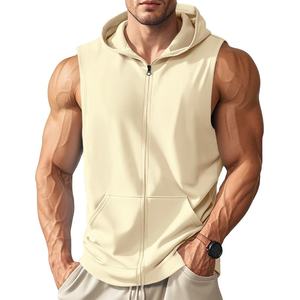 2026 Autumn Mens Oversized <b>Sleeveless</b> <b>Hoodie</b> Custom Printed Embroidered Cotton Hooded Loose Fit Streetwear - Product Image 2