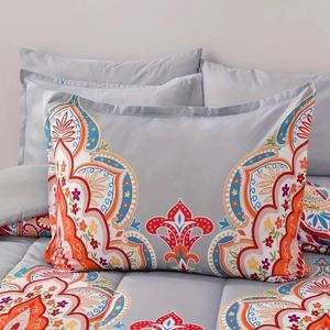 2 pezzi doppio Boho piumino grigio con motivo floreale arcobaleno - Product Image 4