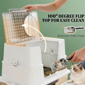 กระบะทรายแมวสแตนเลส ถังขยะทันสมัยสำหรับอุปกรณ์สุขอนามัยของแมว - Product Image 3