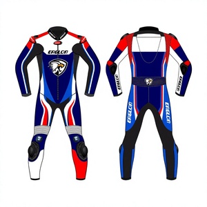 Mens Custom Cowhide/Kangaroo Leather Motorbike Track Racing Suit One Piece Jumpsuit/Traje Biker OEM CE Protector <b>Level</b> 2 - Product Image 1