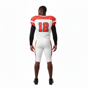 Camiseta de Fútbol Americano para Hombre, Cuello en V, Manga Tres Cuartos, Blanca y Roja, Sublimada, Absorbe la Humedad, Uniforme Deportivo, Precios Bajos - Product Image 4