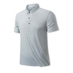 Chemise de golf décontractée pour homme, imprimée, tricotée, infroissable, séchage rapide, respirante, avec logo frontal, design à patte de boutonnage, poche, manches courtes - Product Image 3