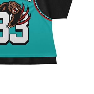 Brand Club Men's Short Sleeve Basketball Jersey Teal <b>Black</b> Contrast Trim Printed Bear Logo 33 Sporty Regular Fit - Product Image 3