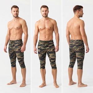 Leggings Capri Homme à Taille Basse avec Cordon de Serrage, Collants de Sport Longueur Mollet pour Entraînement en Salle de Sport, Pantalon de Base 100% Polyester, Leggings de Yoga 3/4 pour Homme - Product Image 5