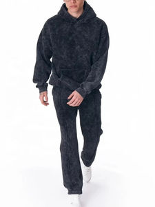 Ensemble de survêtement unisexe vintage 2026 pour homme, avec sweat à capuche et pantalon, orné de strass, délavé à l'acide, respirant, coupe oversize, fermeture éclair intégrale, personnalisé, en tissu épais - Product Image 6