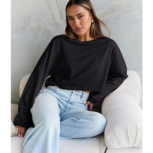 Sudadera Personalizada para Mujer, de Alta Calidad, 100% Algodón, Estilo Urbano Otoñal, Manga Larga, 360g, Corte Recortado, Bordada - Product Image 5