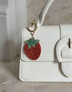 Unique Leave Keyring Gold Metal Lobster Clasp Handcrafted Bag Charm Accessory Gift Best Price Strawberry Seed Bead <b>Keychain</b> - Product Image 5