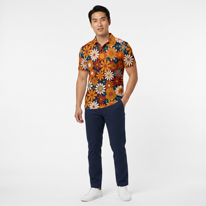 Camiseta de Punto de Manga Corta con Estampado Floral para Hombre, Estilo Golf Casual, de Secado Rápido - Product Image 4