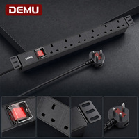 Bloc d'alimentation industriel DEMU 1U 6 voies, type G, norme britannique BS1363, 13A 250V, montage en rack 19 pouces, protection contre les surcharges, UKCA