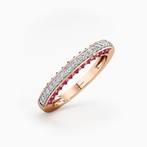 Bague de fiançailles de luxe avec diamant rond et saphir rose pour femme en or 10K 14K 18K et argent 925/935 plaqué rhodium - Product Image 3