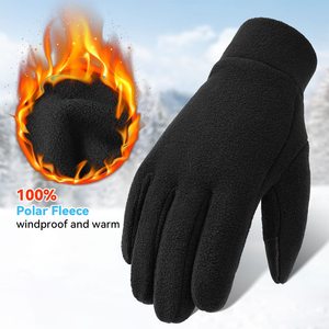 Unisex Full Finger Breathable Fleece Touch Screen <b>Gloves</b> Wrist Length Black Polyester/Cotton Winter Outdoor Daily Use Plain - Product Image 4