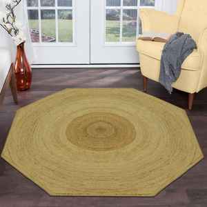 Tapis hexagonaux artisanaux durables en jute 100 %, lavables, pour chambre et salon - Product Image 1