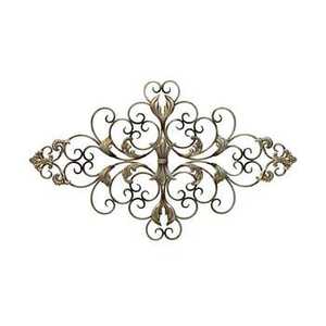 Grille murale vintage de style provincial français en métal, ornement en fer filigrané, décoration murale avec finition blanc antique - Product Image 5