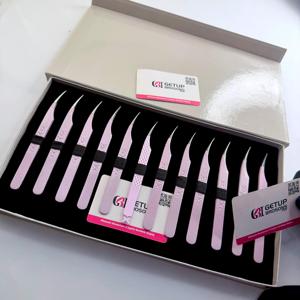 แหนบต่อขนตาปลายไฟเบอร์ สีชมพูพิมพ์ลายผีเสื้อ เคลือบสีฝุ่น ทนทาน ทำจากสแตนเลส สั่งทำได้ - Product Image 1