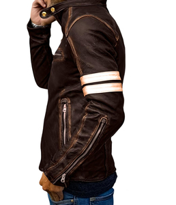 Gothic Cyber Moto Style Genuine Cow Skin Leather Canvas Printed Skull <b>Punk</b> Biker Letter Pattern Winter <b>Jacket</b> for Men - Product Image 1